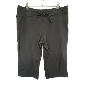 Adidas Black Athletic Loose Fit Stretchy Shorts With Tie Top